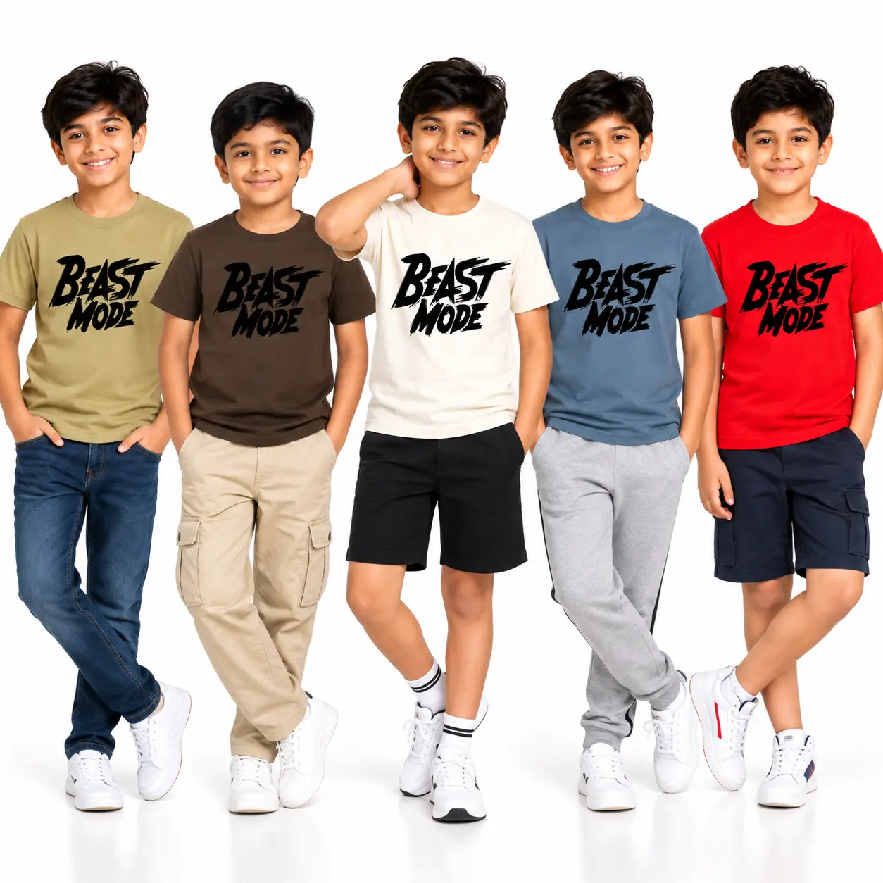 Kids BEAST MODE  Graphic Printed Cotton Blend Round Neck Half Sleeve T-Shirt