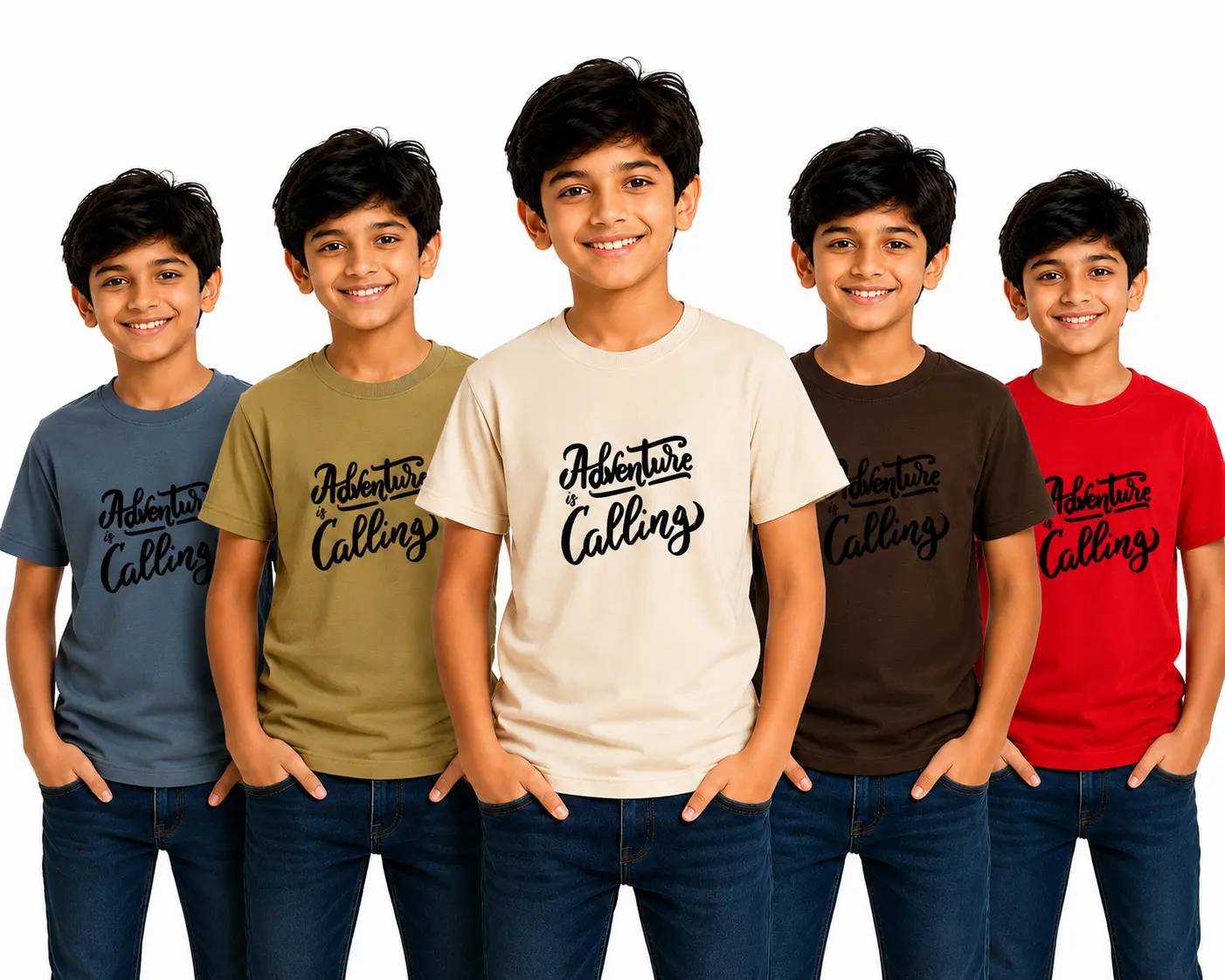 Kids ADVENTURE IS CALLING   Graphic Printed Cotton Blend Round Neck Half Sleeve T-Shirt