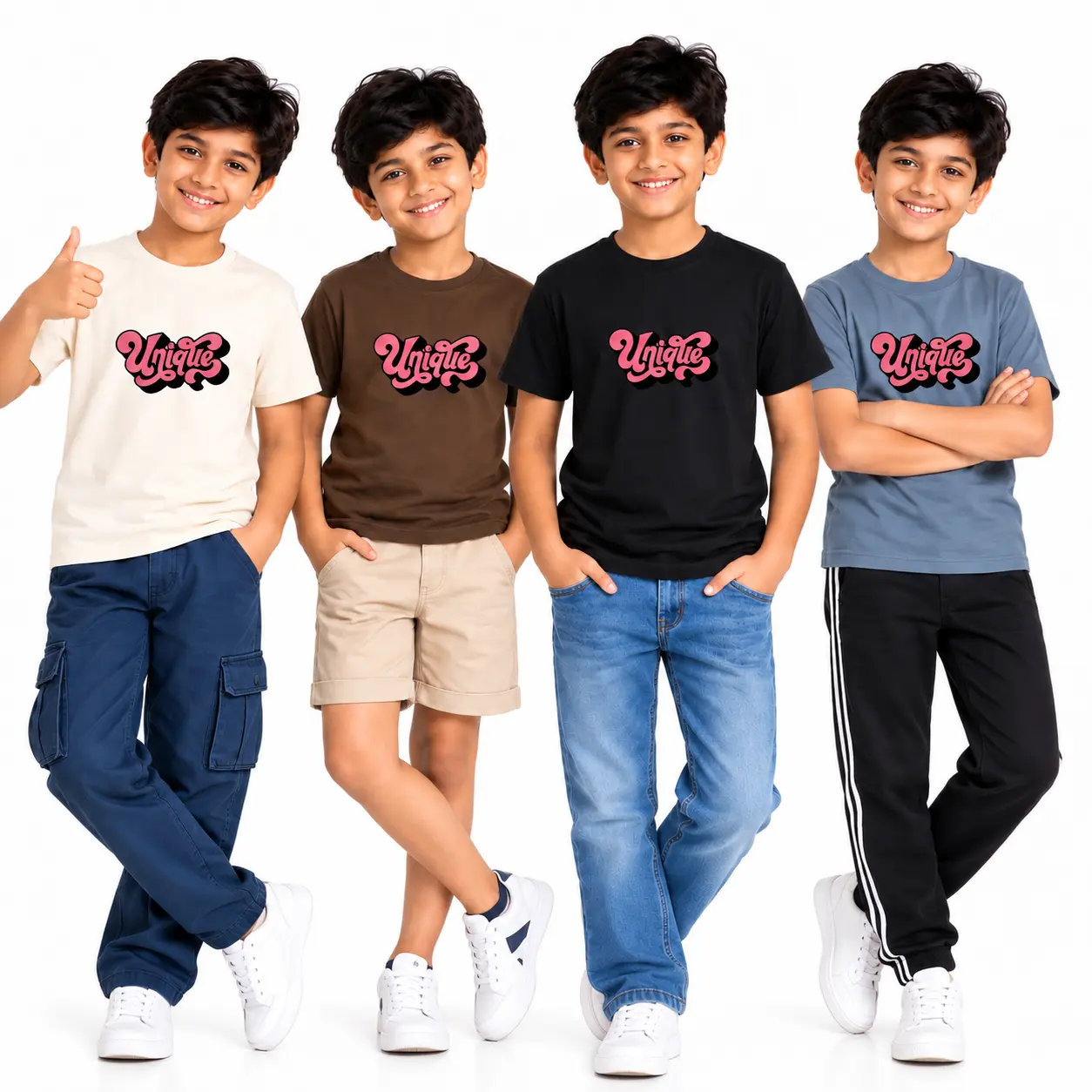 Kids UNIQUE  Graphic Printed Cotton Blend Round Neck Half Sleeve T-Shirt