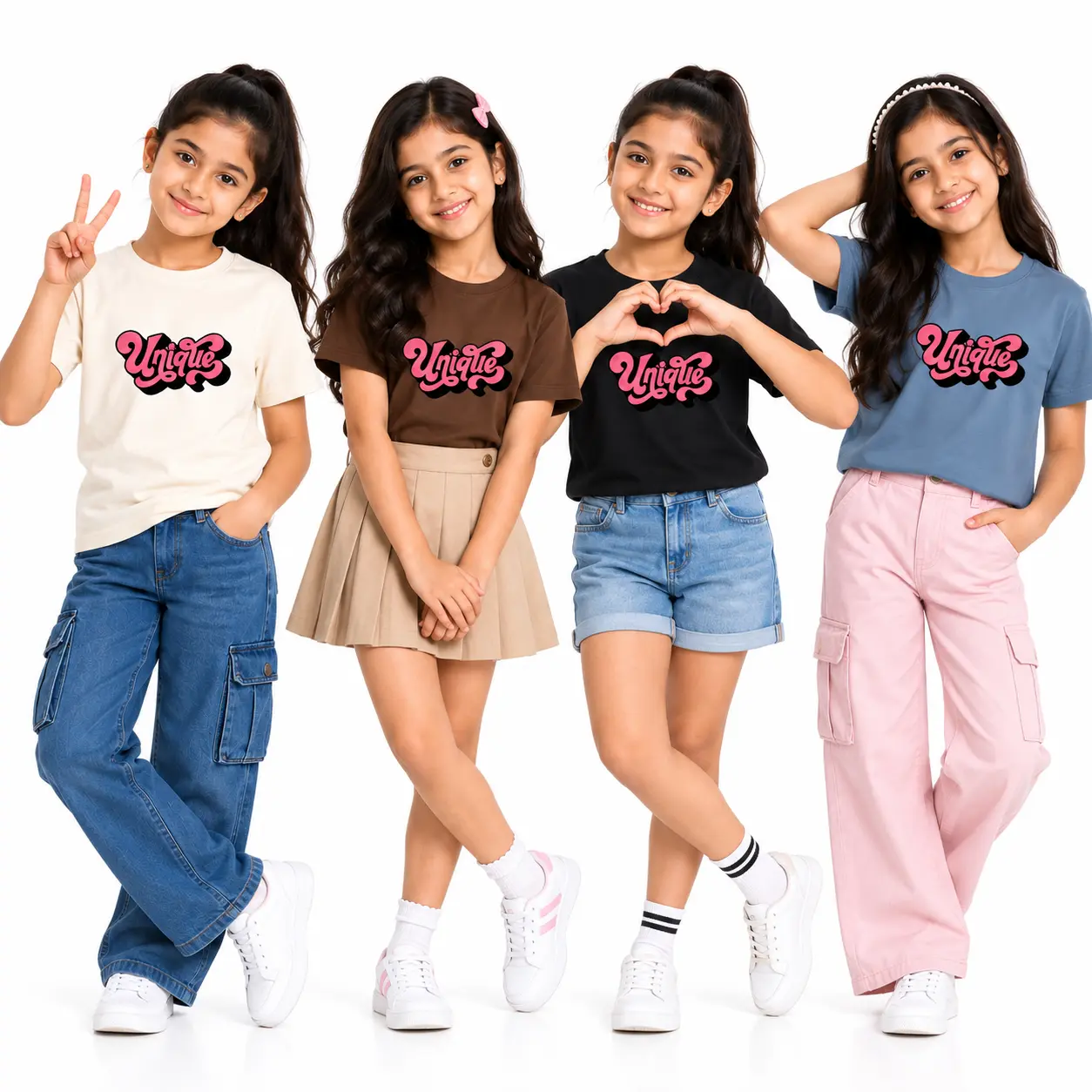 Kids  And Girls UNIQUE Graphic Printed Cotton Blend Round Neck Half Sleeve T-Shirt