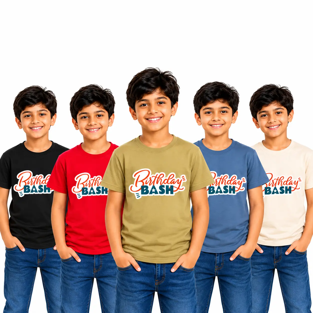 Boys & Girls Birthday Bash Graphic Printed Cotton Blend Round Neck Half Sleeve Kids T-Shirt