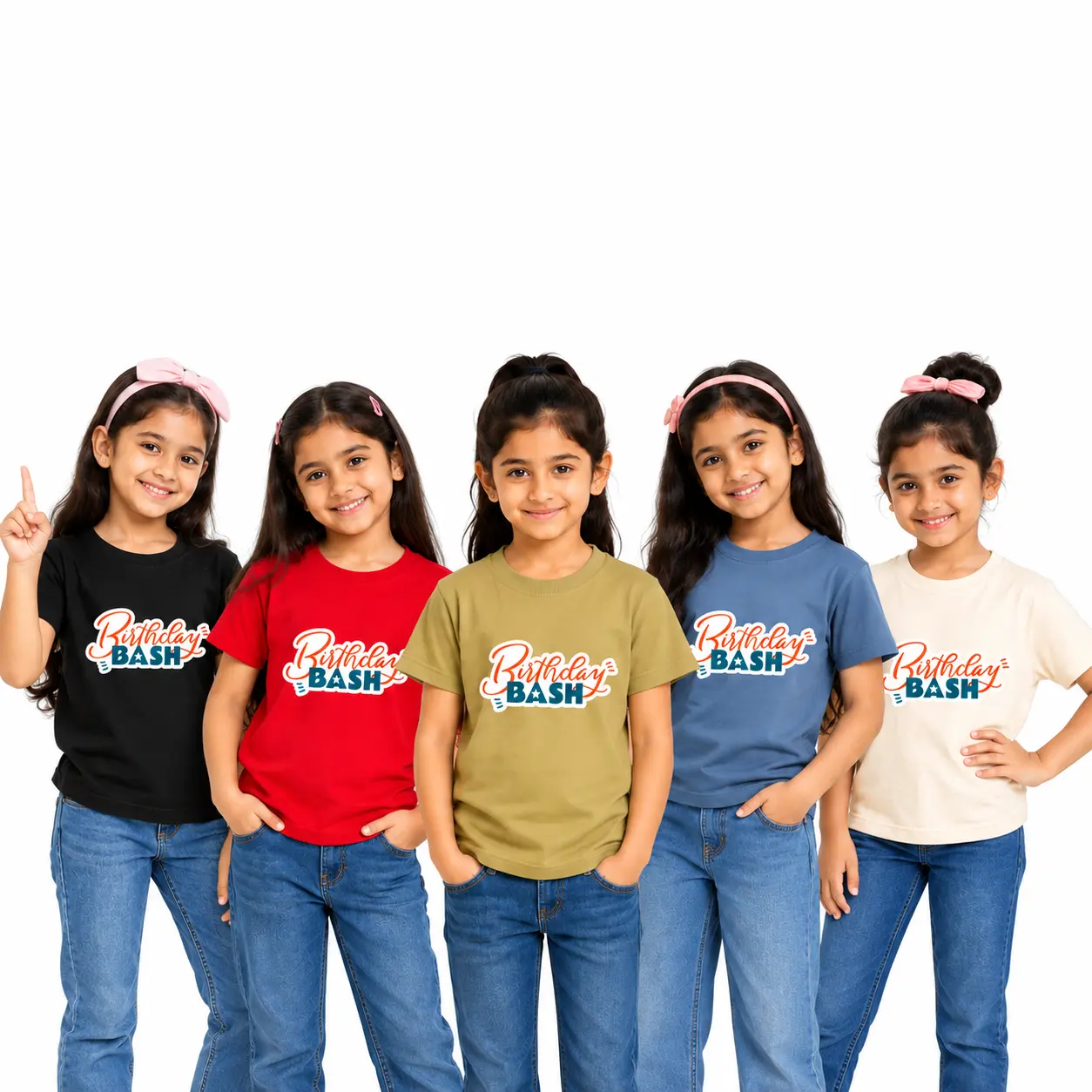 Boys & Girls Birthday Bash Graphic Printed Cotton Blend Round Neck Half Sleeve Kids T-Shirt