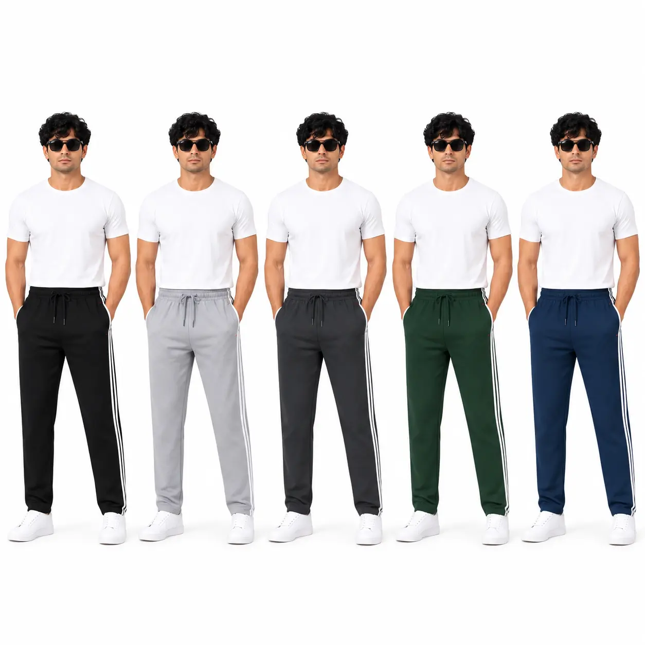 Men’s Premium NS Fabric Striped Track Trouser – Regular Fit, Elastic Waist & Zip Pockets
